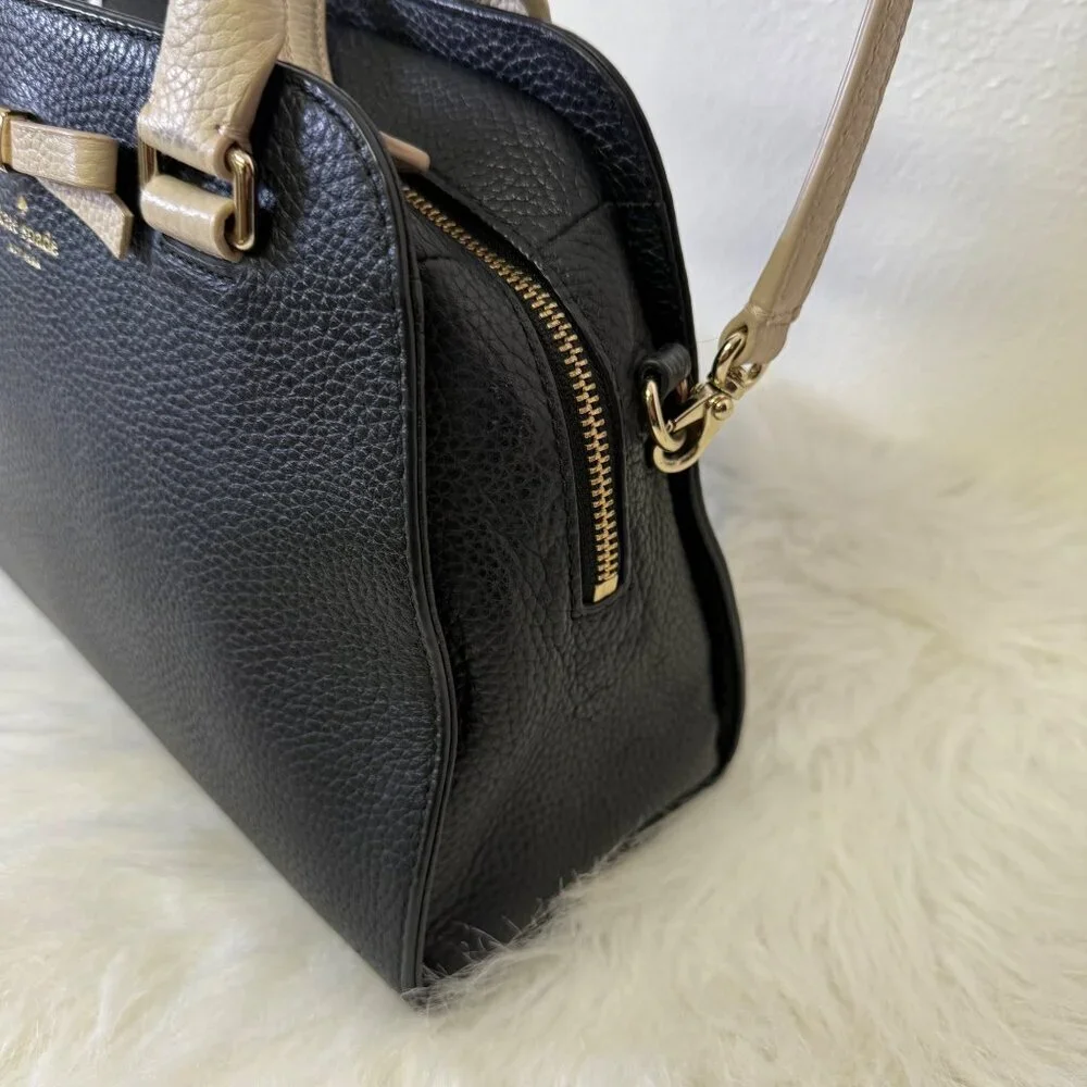 Kate Spade Sawyer Henderson Street Black Satchel Pumise Leather CrossbodyBag Bow